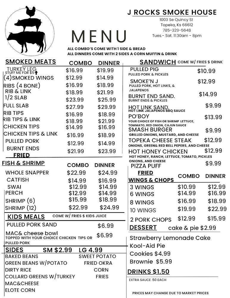 J Rocks Smoke House LLC Menu image 1