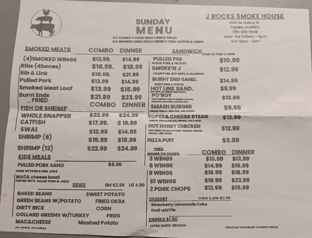 J Rocks Smoke House LLC Menu image 2